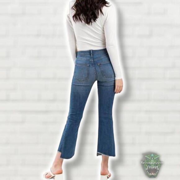 Francesca's Harper Heritage Flared Denim Asymmetrical Hem Jeans, 27 - Picture 8 of 11